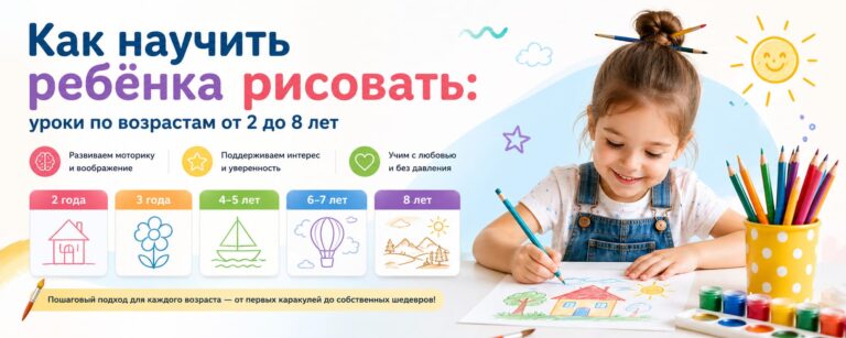 Как научить ребёнка рисовать: уроки по возрастам от 2 до 8 лет