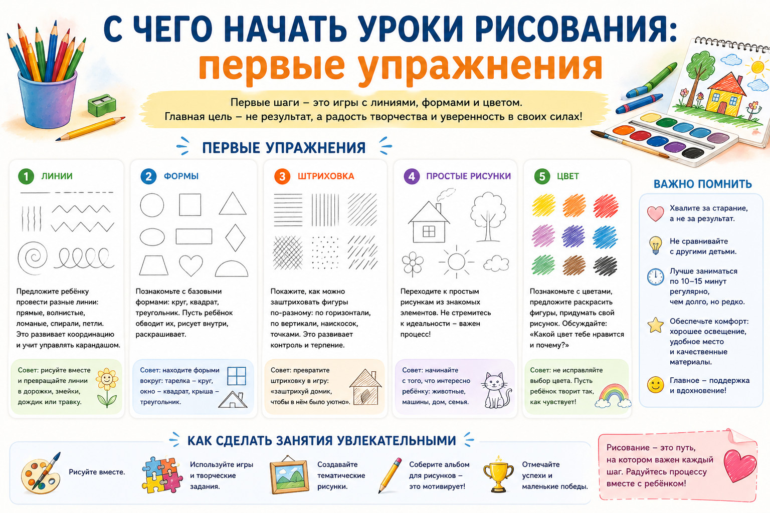 С чего начать уроки рисования: первые упражнения
