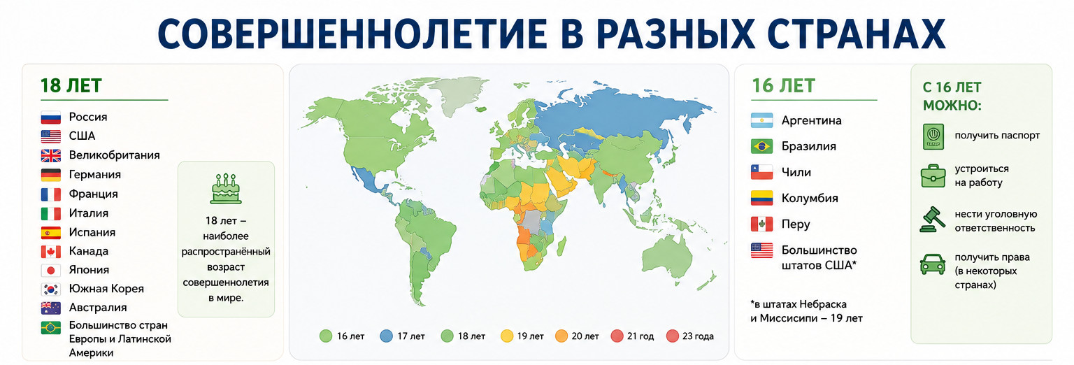 Совершеннолетие в разных странах: возраст и особенности