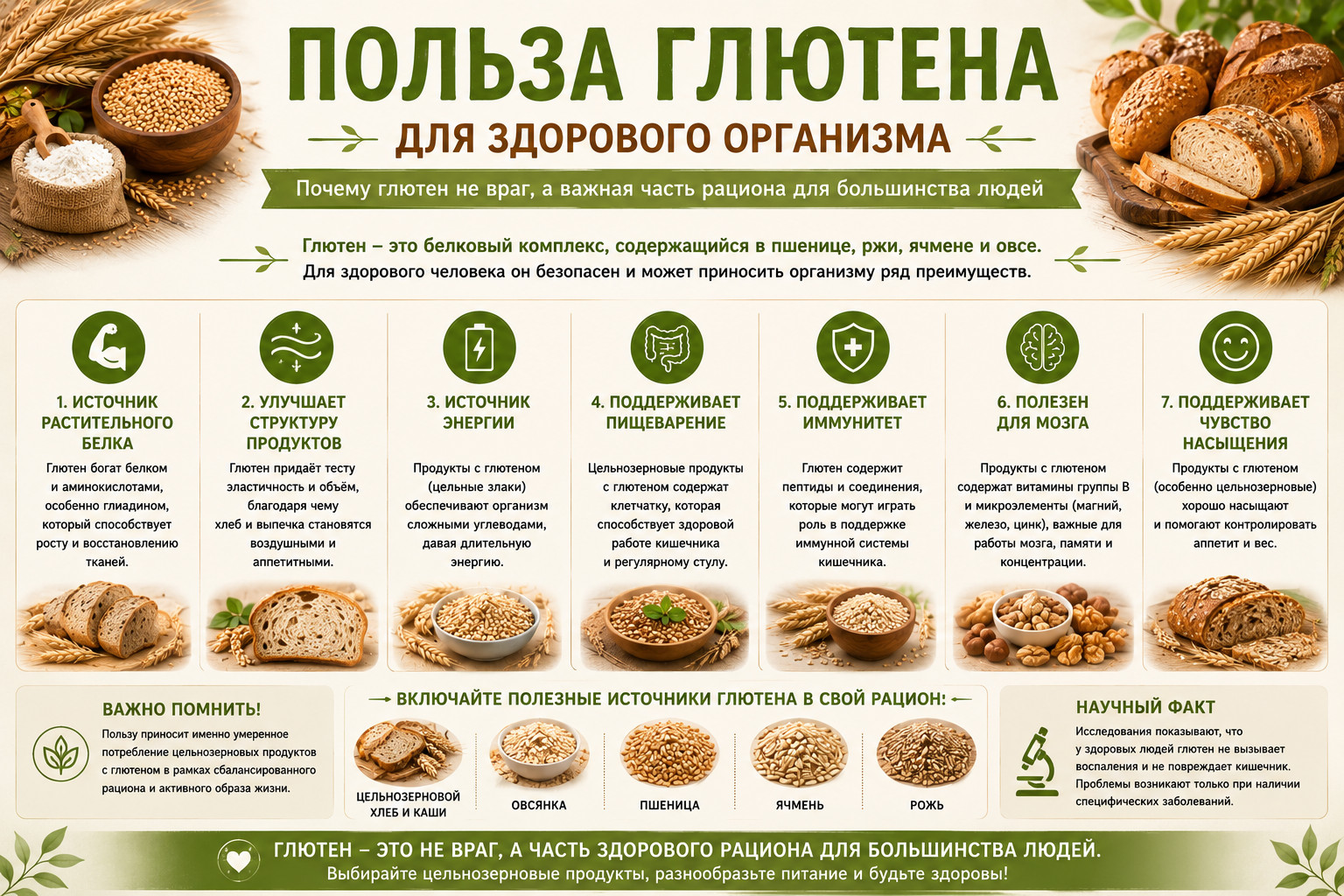 Польза глютена для здорового организма