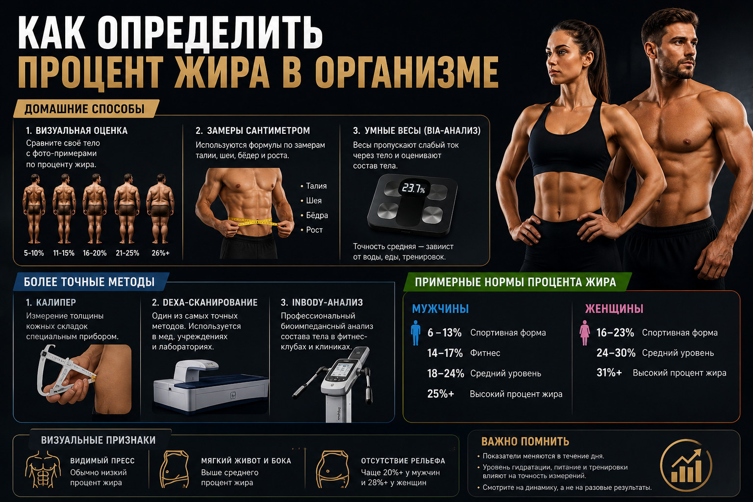 Как определить процент жира в организме 
