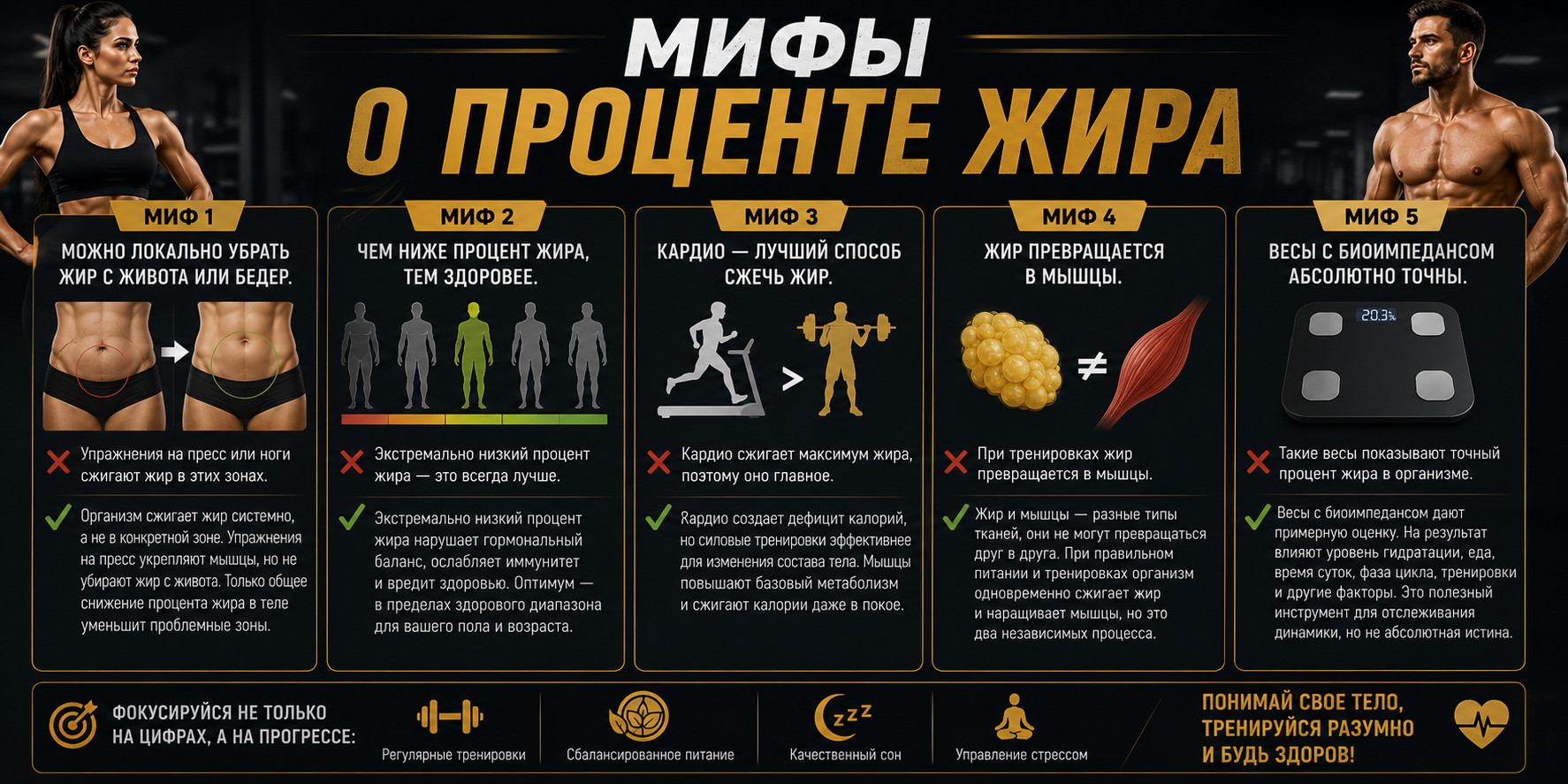 Мифы о проценте жира в теле 