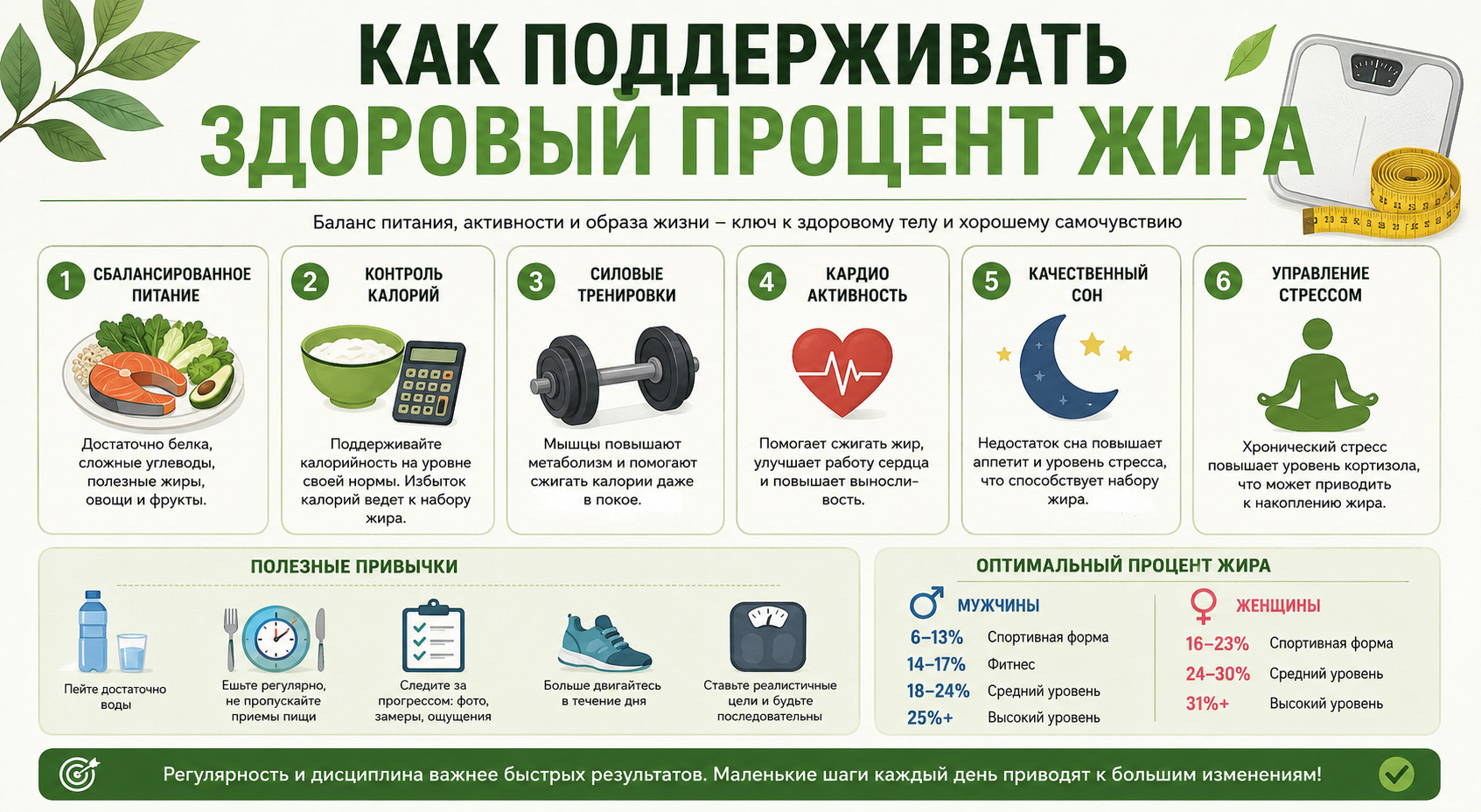 Как поддерживать здоровый процент жира 