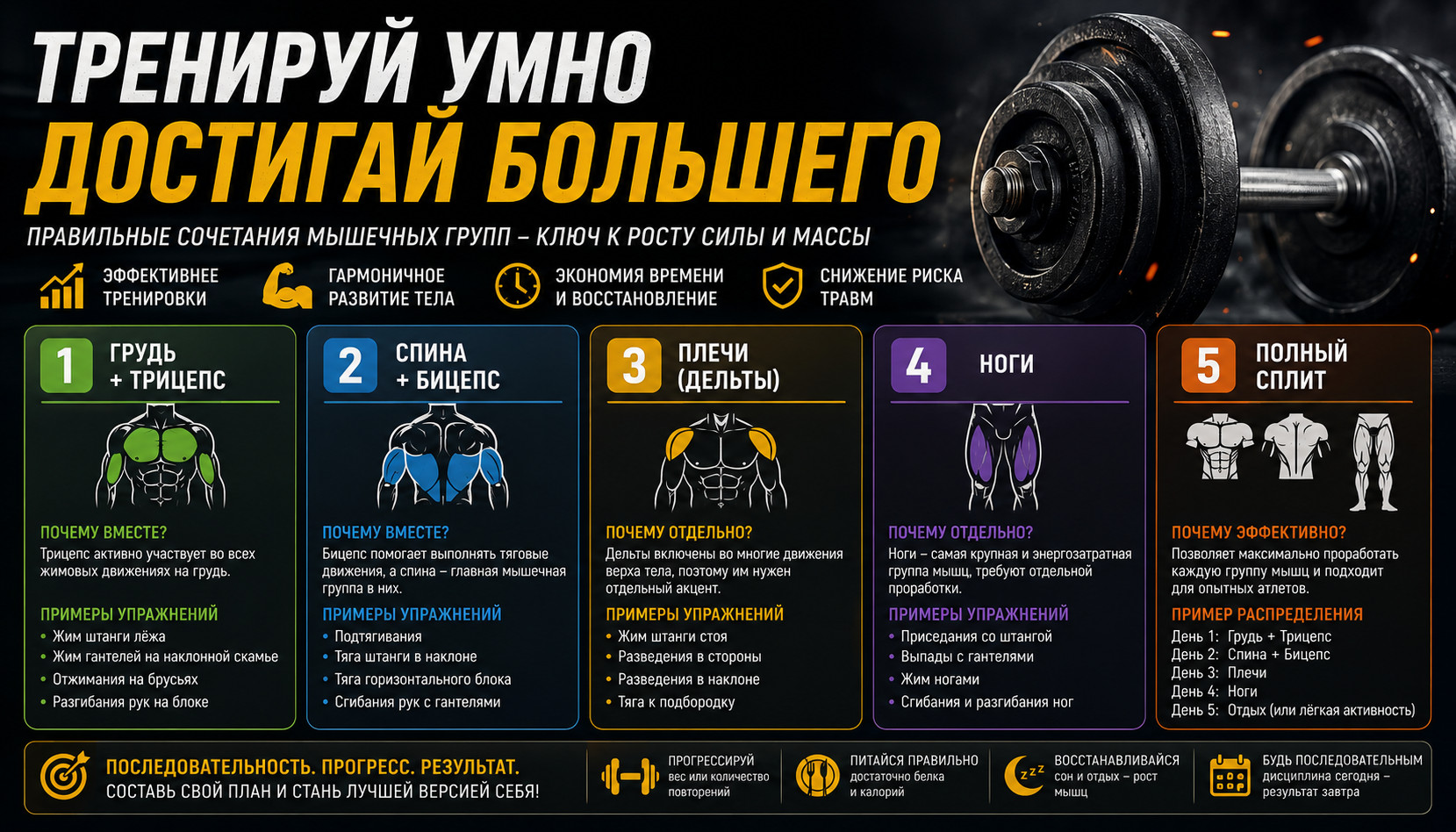 Какие группы мышц тренировать вместе
