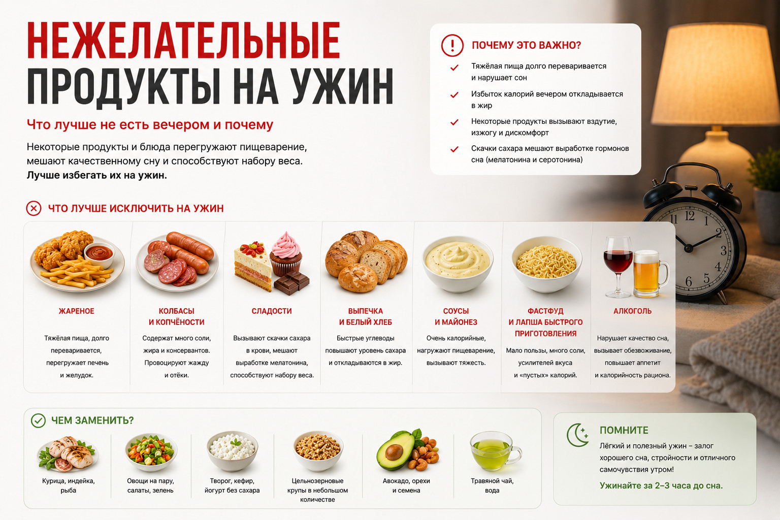 Нежелательные продукты на ужин