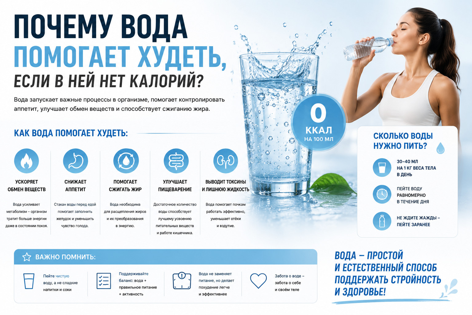 Почему вода помогает худеть, если в ней нет калорий