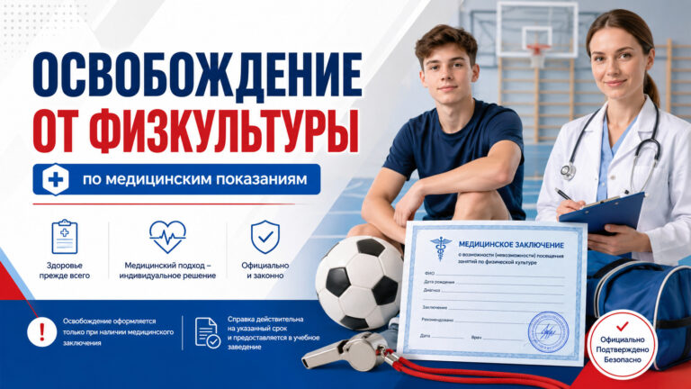 Освобождение от физкультуры: как получить справку и написать записку