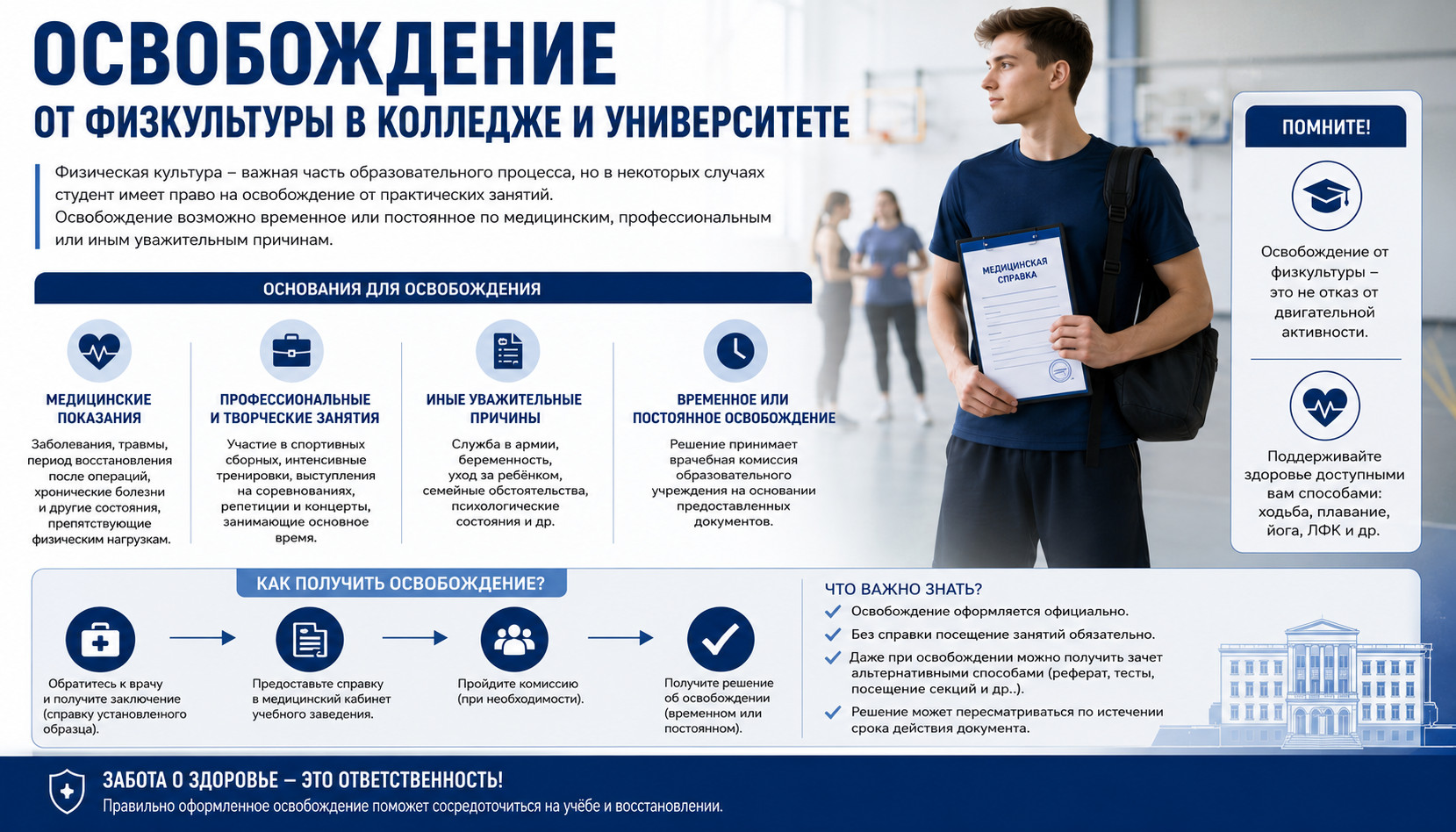 Освобождение от физкультуры в вузе

