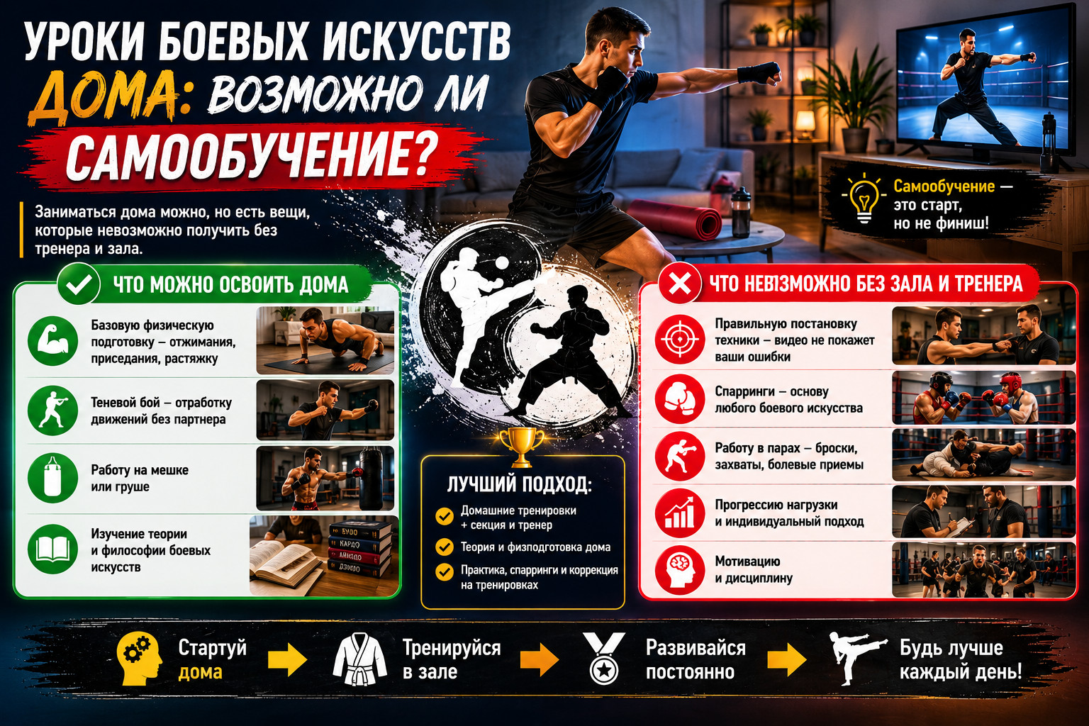 Тренировка боевых искусств дома

