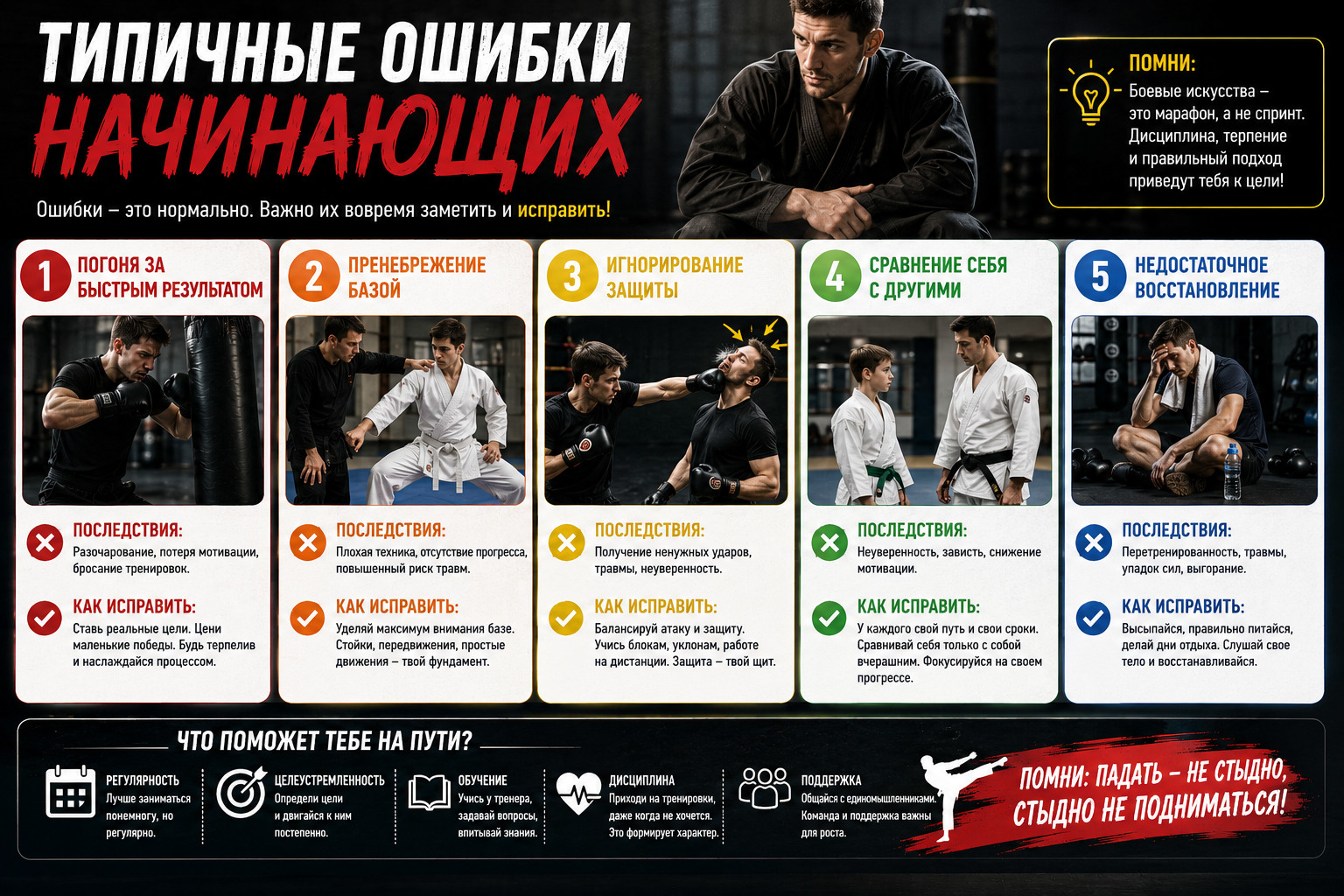 Типичные ошибки начинающих в боевых искусствах

