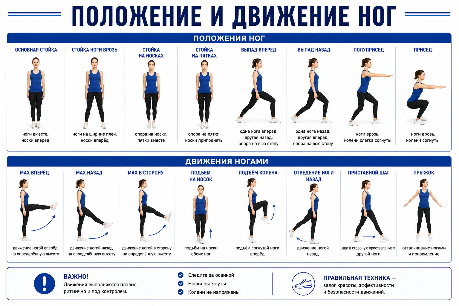 Положение и движение ног: инструкция

