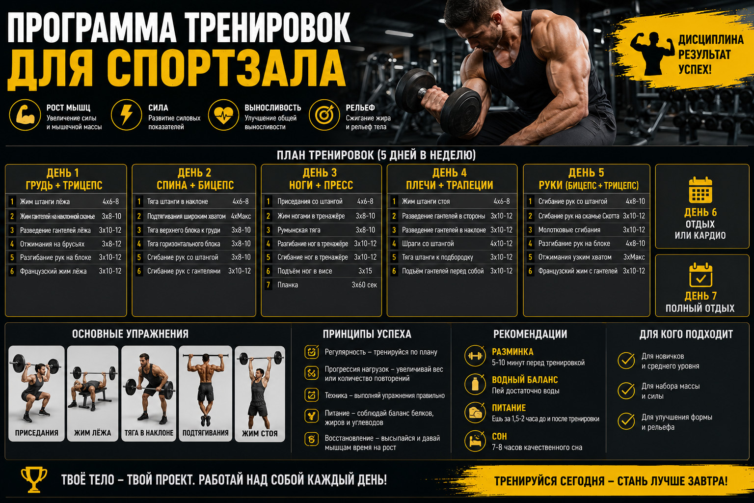 План тренировок для спортзала

