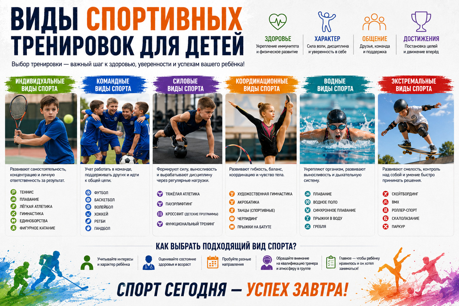 Виды спортивных тренировок для детей 