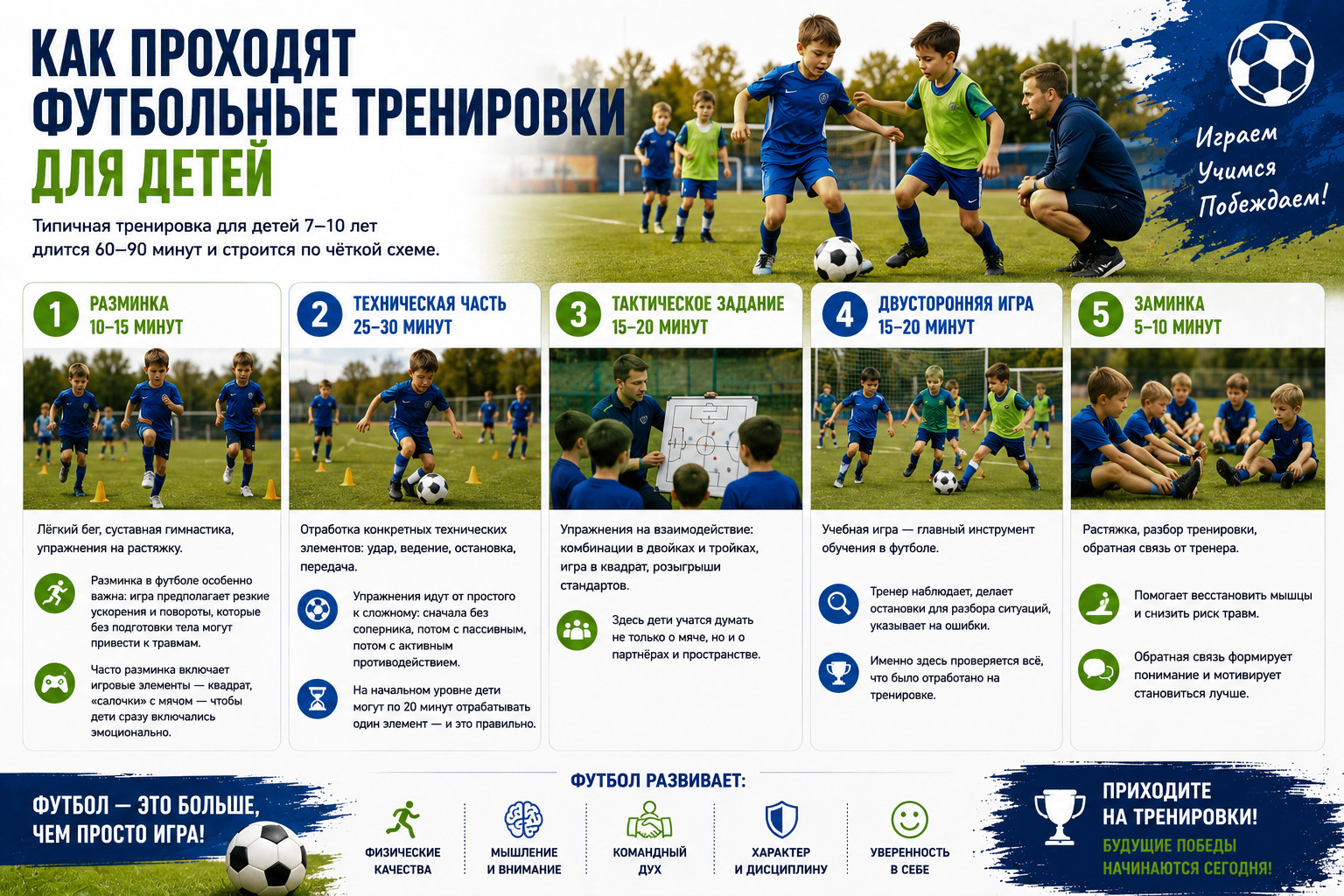 Как проходят детские футбольные тренировки

