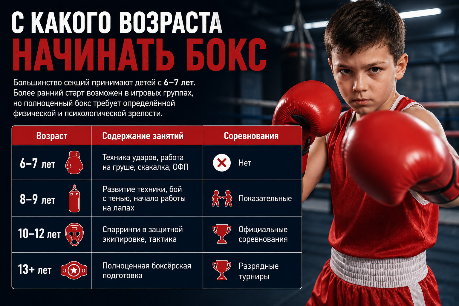 С какого возраста начинать бокс


