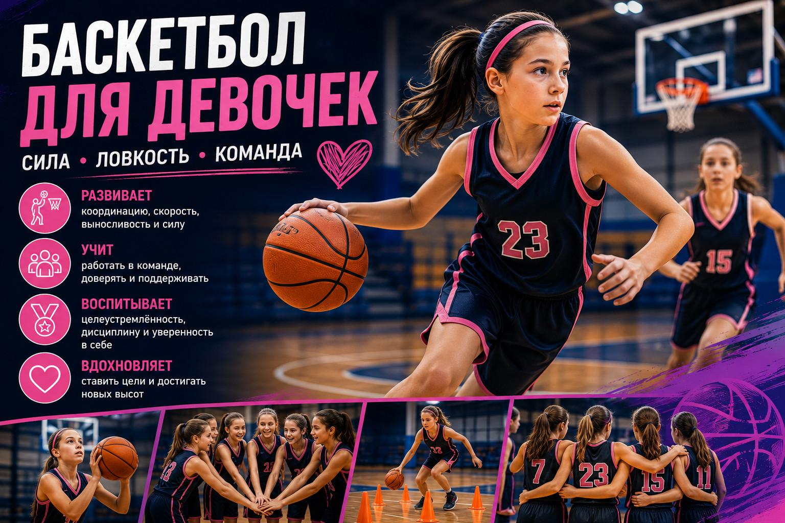 Баскетбол для девочек: играй и развивайся

