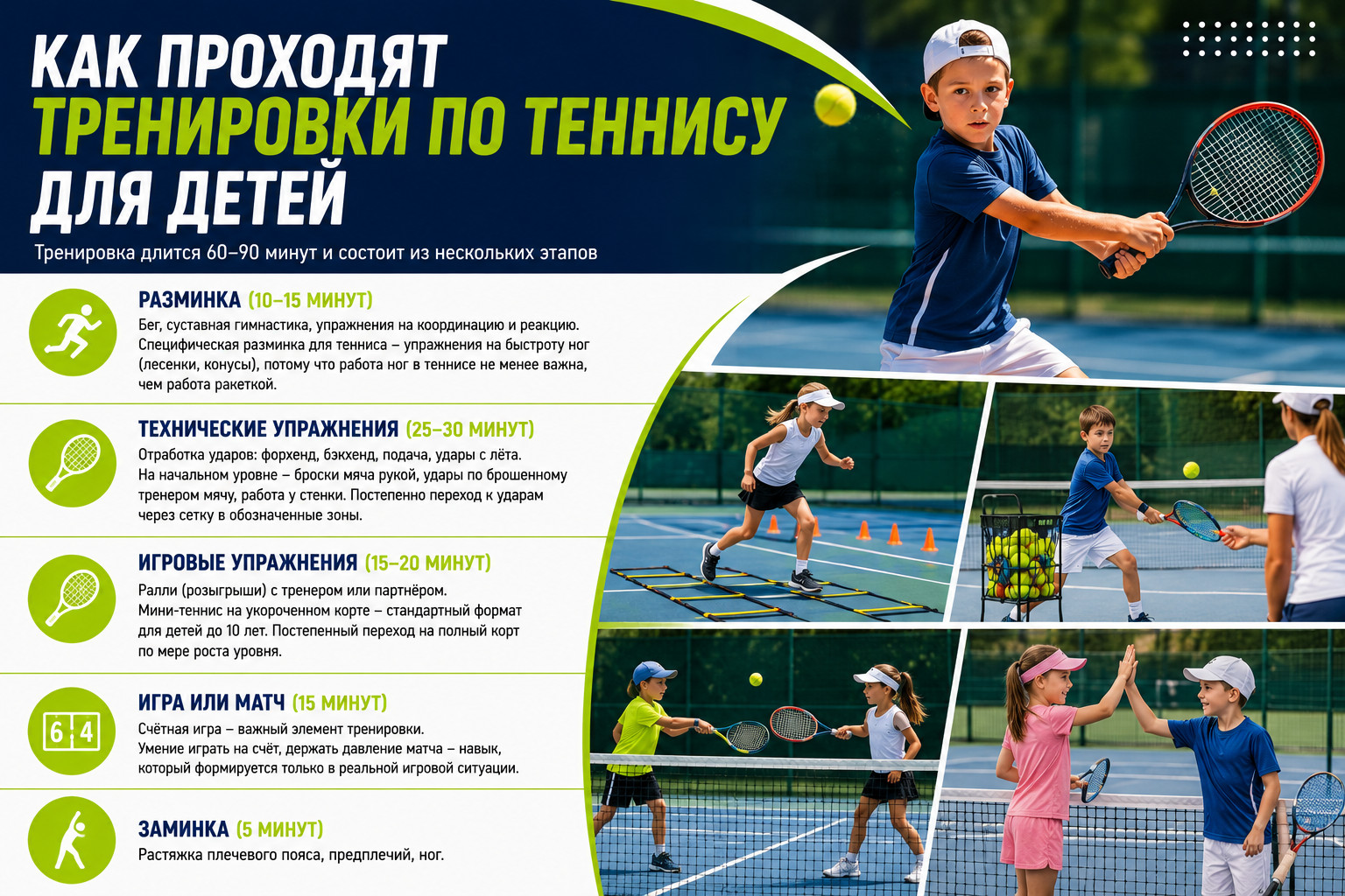 Теннис для детей: программа тренировки

