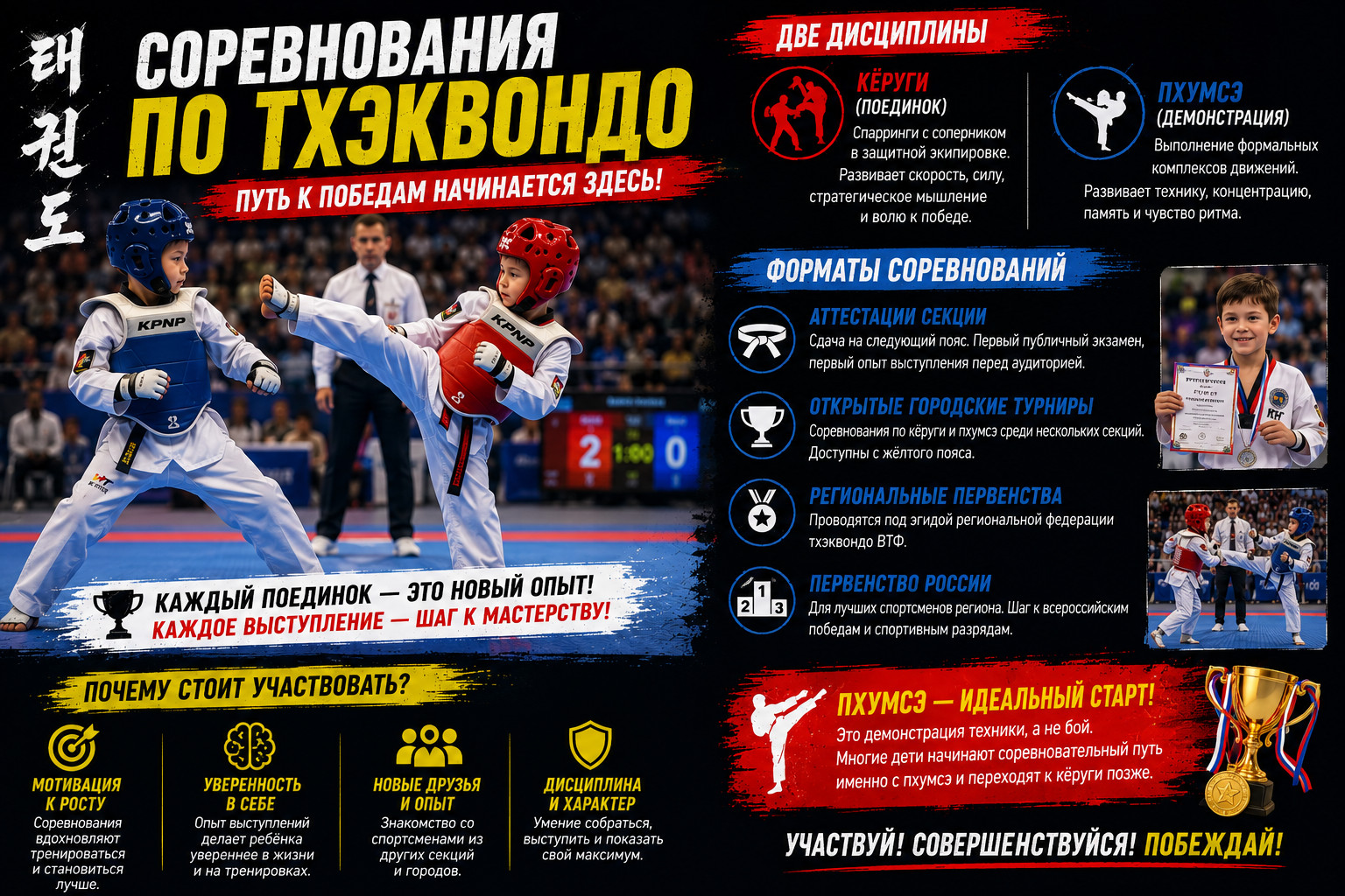 Соревнования по тхэквондо для детей

