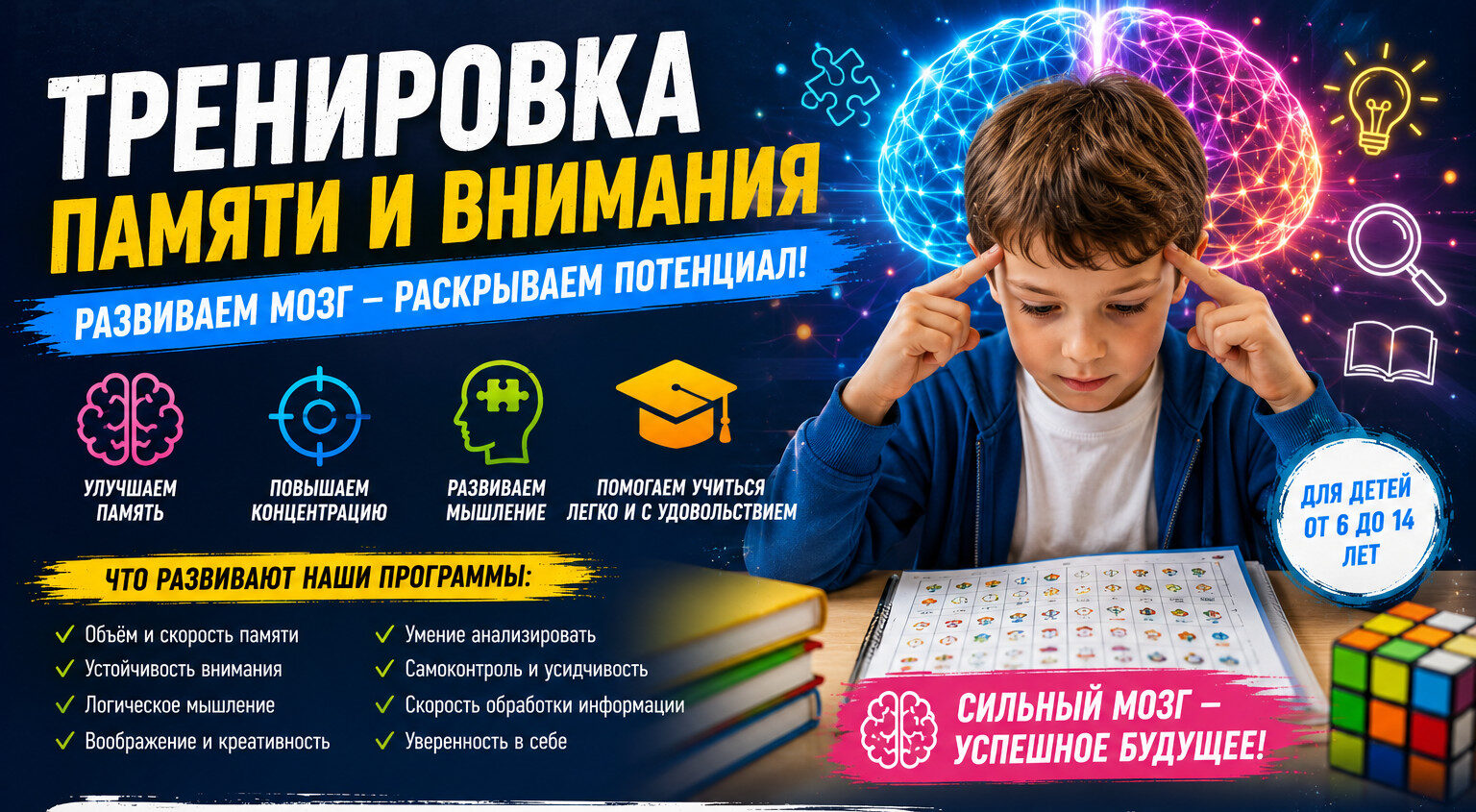 Тренировка памяти и внимания для детей: умнее, быстрее, увереннее