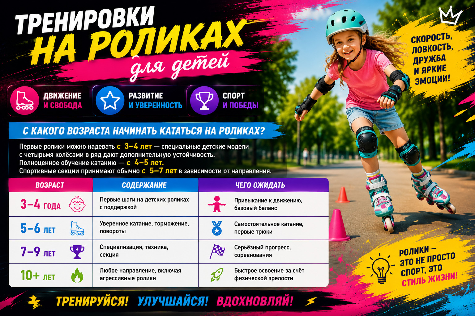 Тренировки на роликах для детей

