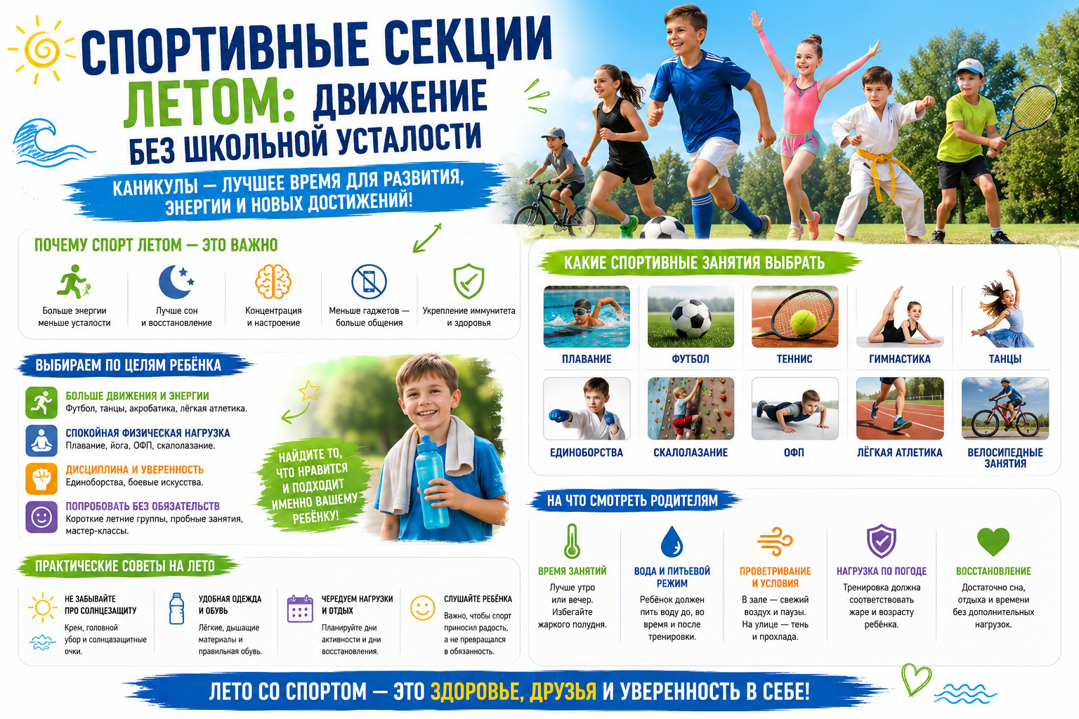 Лето и спорт для детей