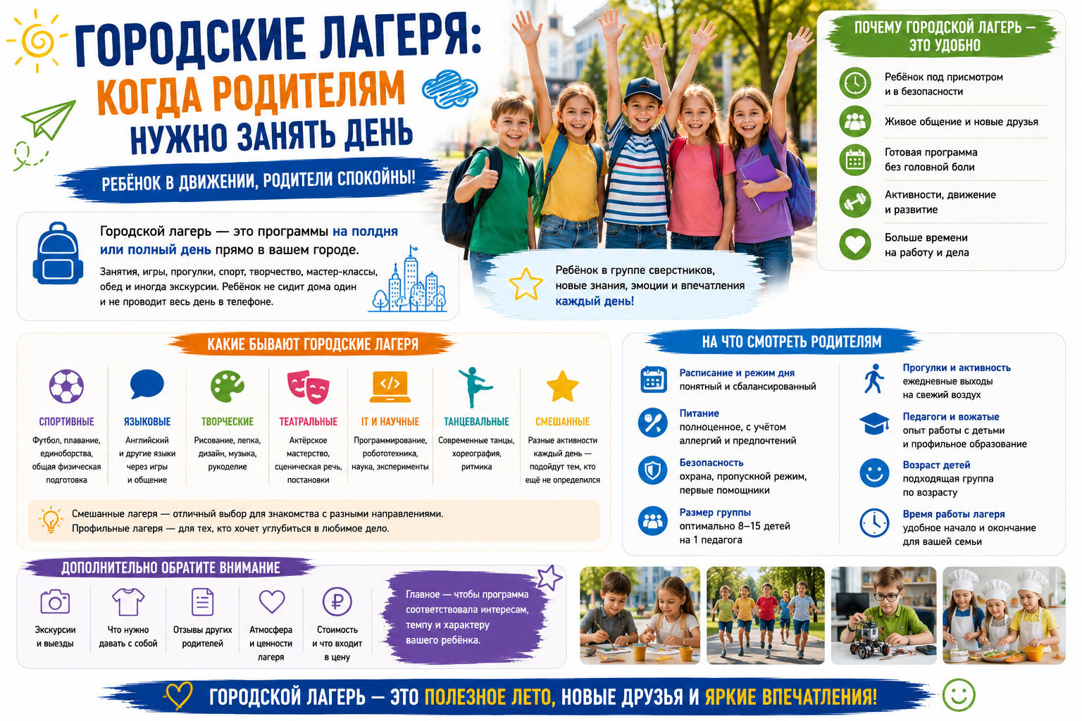 Городские лагеря: яркие и полезные каникулы