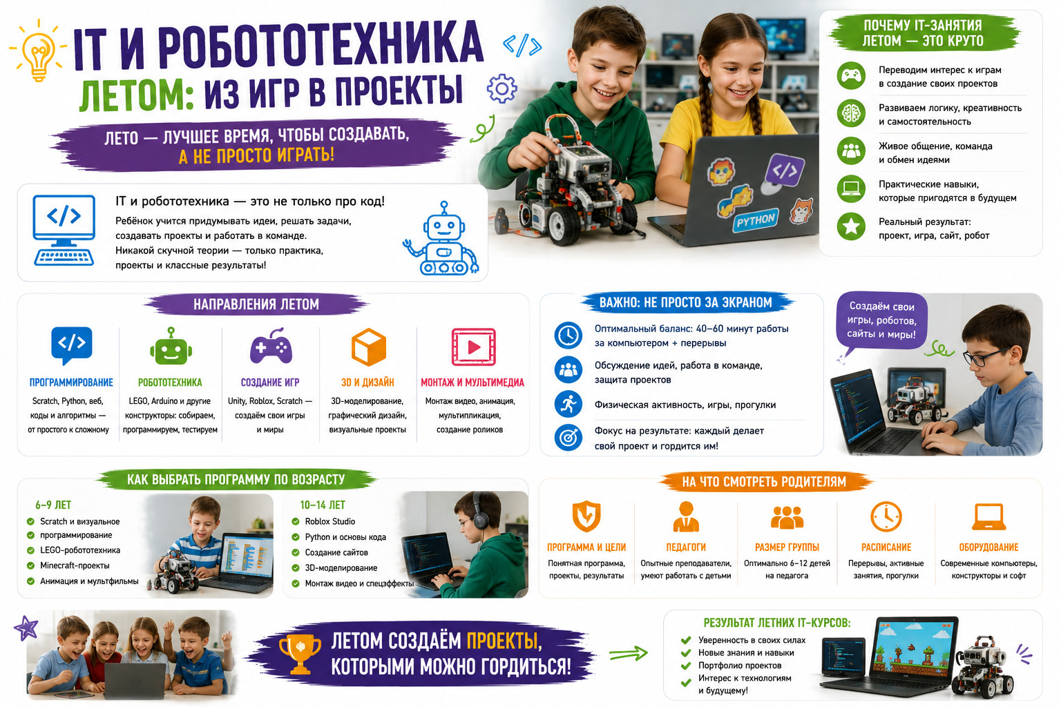 Летние курсы IT и робототехники