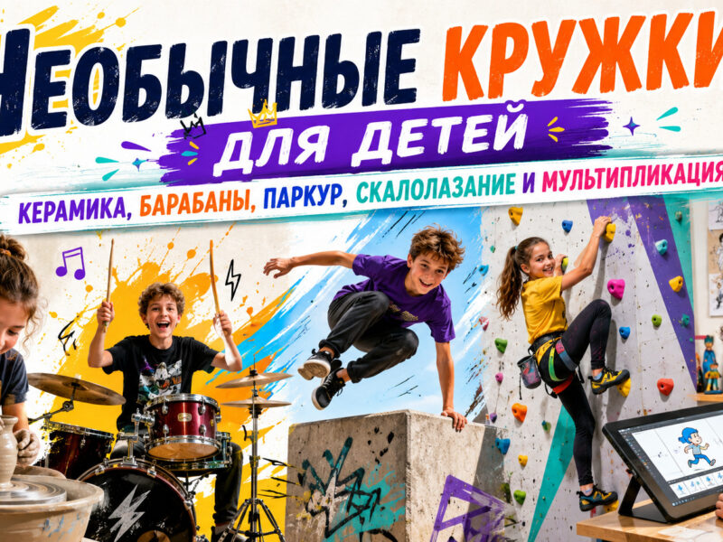 Необычные кружки для детей: керамика, барабаны, паркур, скалолазание и мультипликация