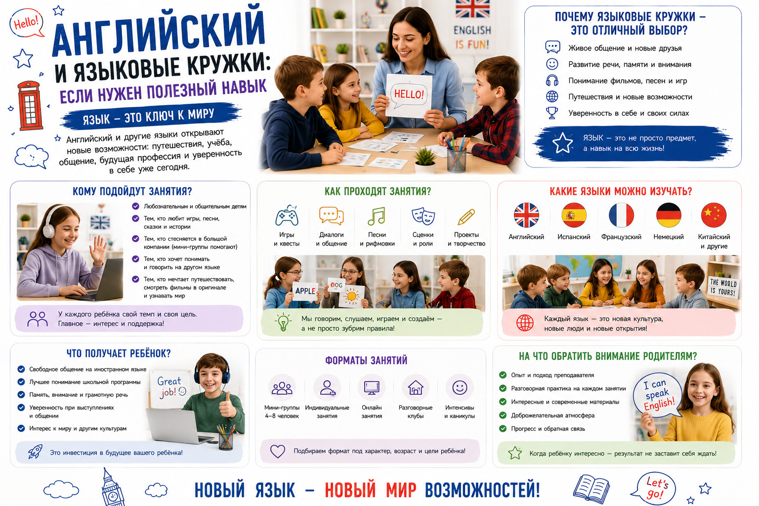Клубы иностранных языков для детей

