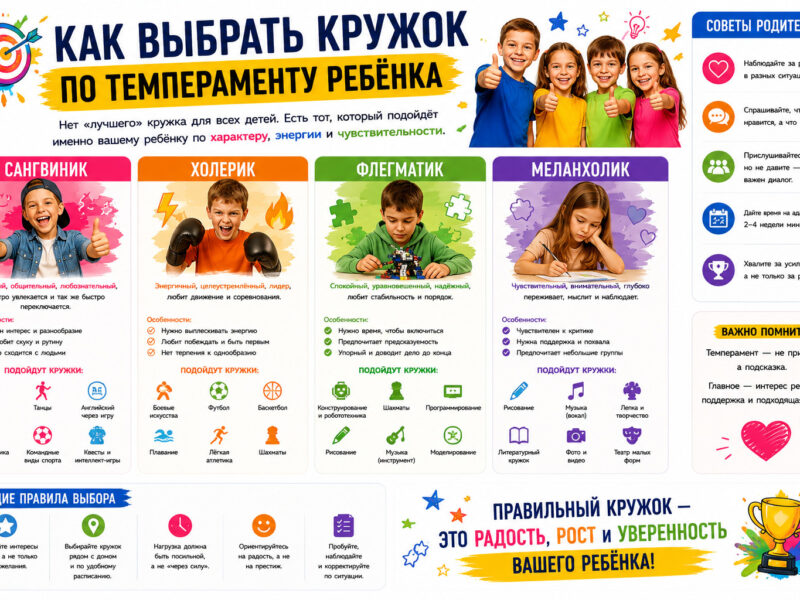 Как выбрать кружок по темпераменту ребёнка