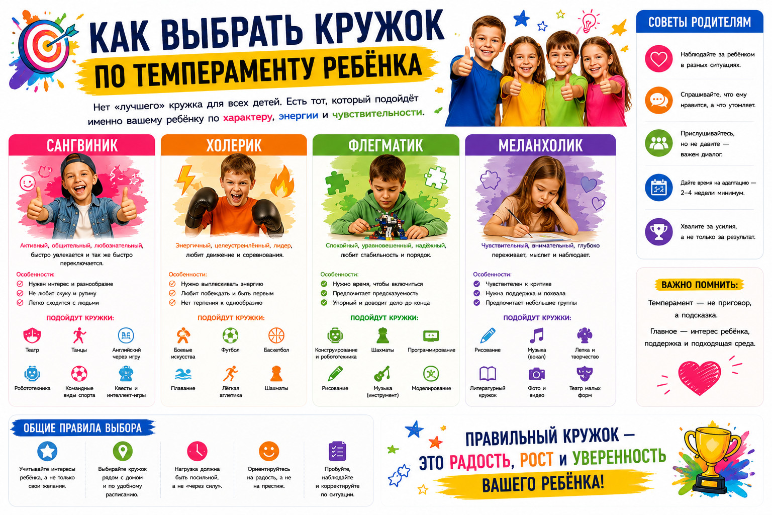Как выбрать кружок по темпераменту ребёнка