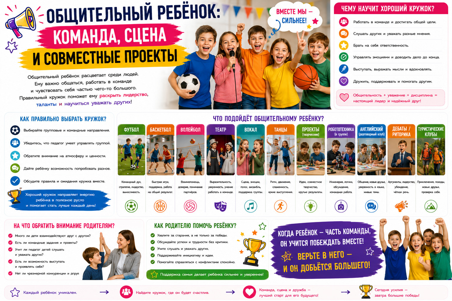 Общительные дети и их кружки