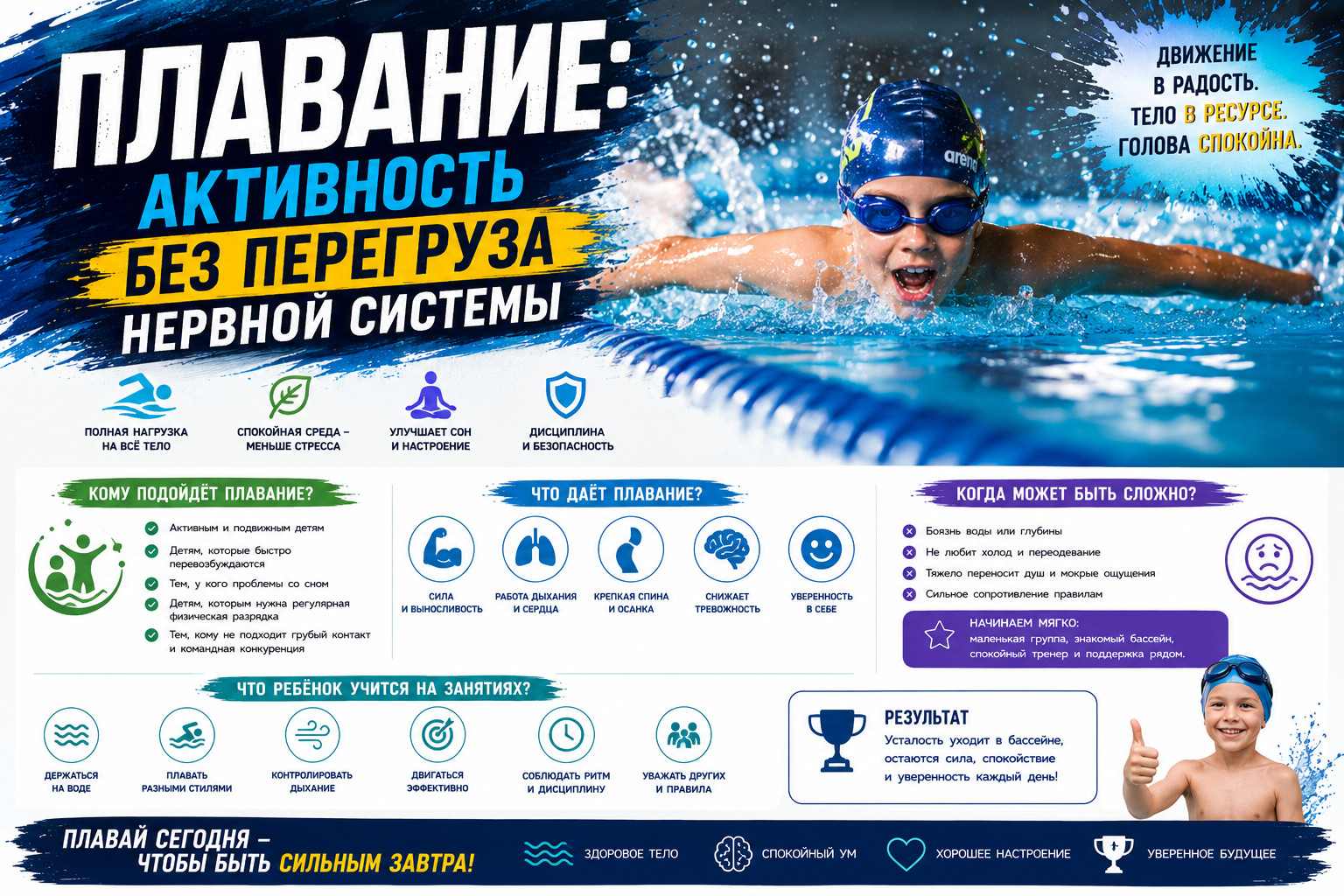 Плавание: энергия и дисциплина для здоровья